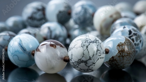 Close-up Photography of Marble Bead Necklace Set