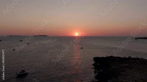 Sunset in San Antonio Abad Ibiza with drone
