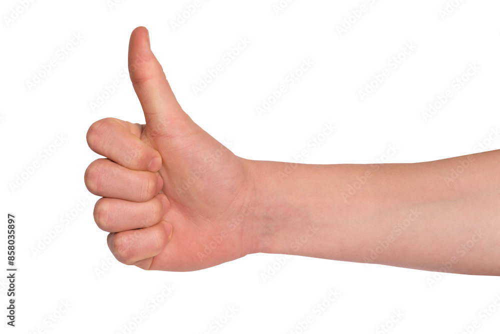 Man hand making thumbs up sign. Gesture isolated on transparent background, png Man hand making thumbs up sign. Gesture isolated on transparent background, png