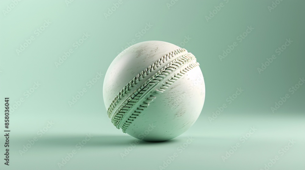 White Cricket Ball on a Mint Green Background White Cricket Ball on a Mint Green Background