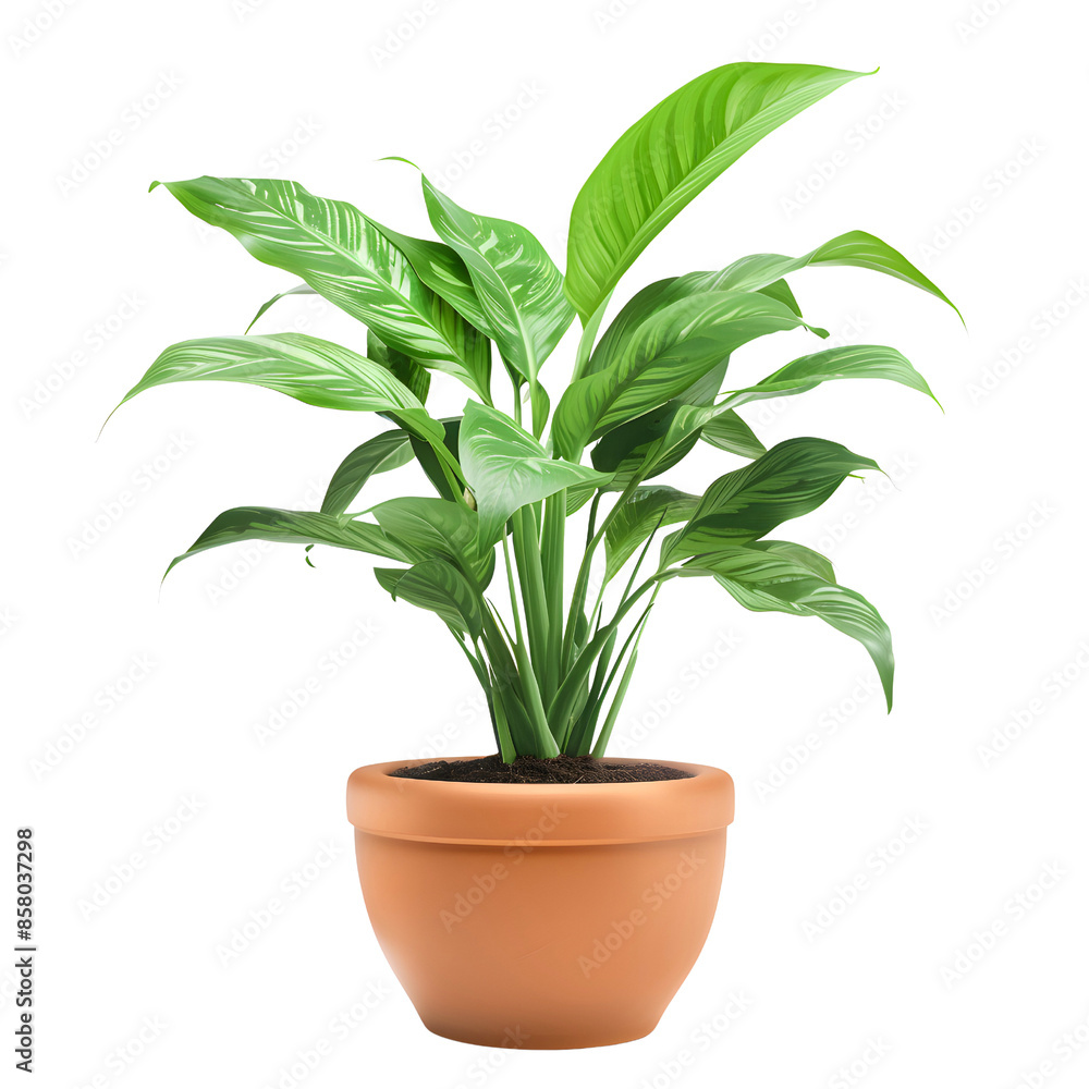 Vibrant green houseplant in a terracotta pot isolated on transparency background, PNG cut out, perfect for home decor and indoor gardening enthusiasts seeking a touch of nature. Vibrant green houseplant in a terracotta pot isolated on transparency background, PNG cut out, perfect for home decor and indoor gardening enthusiasts seeking a touch of nature.