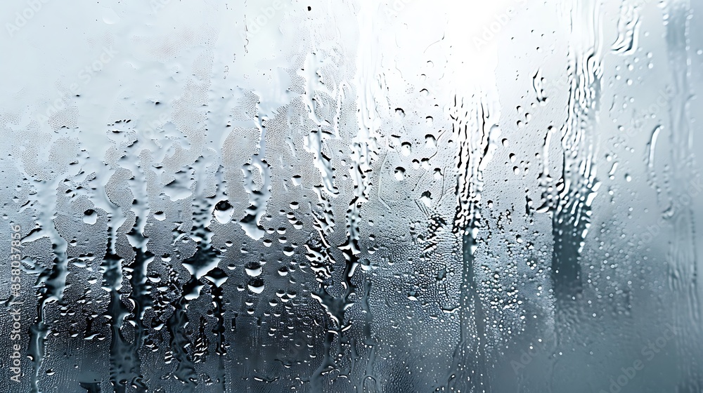 Condensation on glass window with water drops Condensation on glass window with water drops