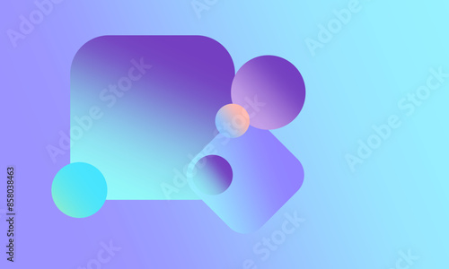 Abstract Gradient Geometric Shapes on Blue Background