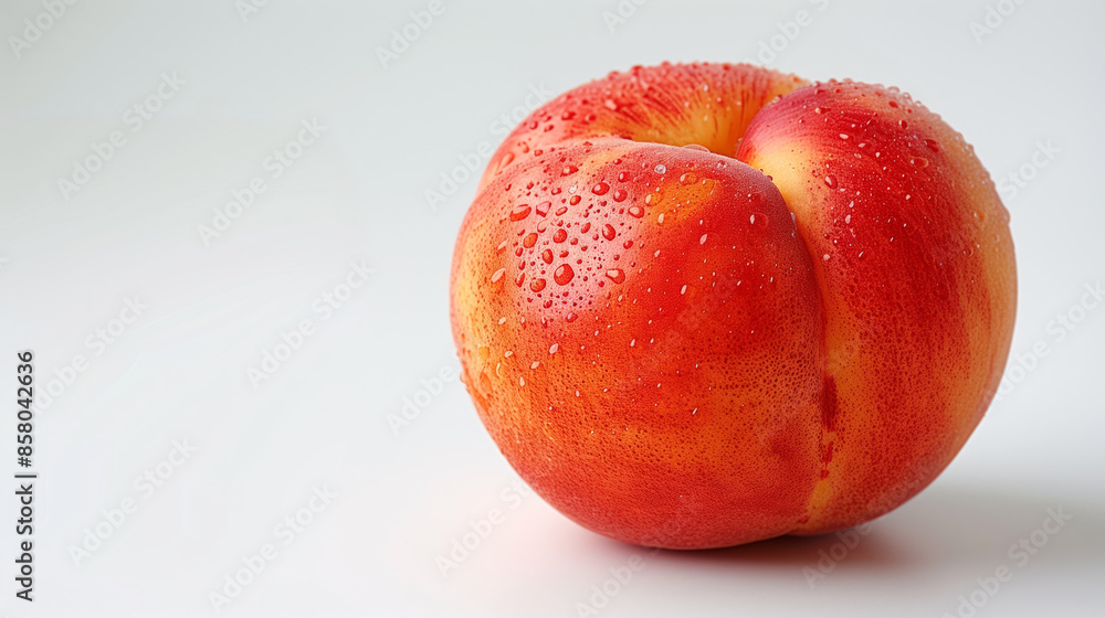 Fresh juicy peach with water droplets on white background Fresh juicy peach with water droplets on white background