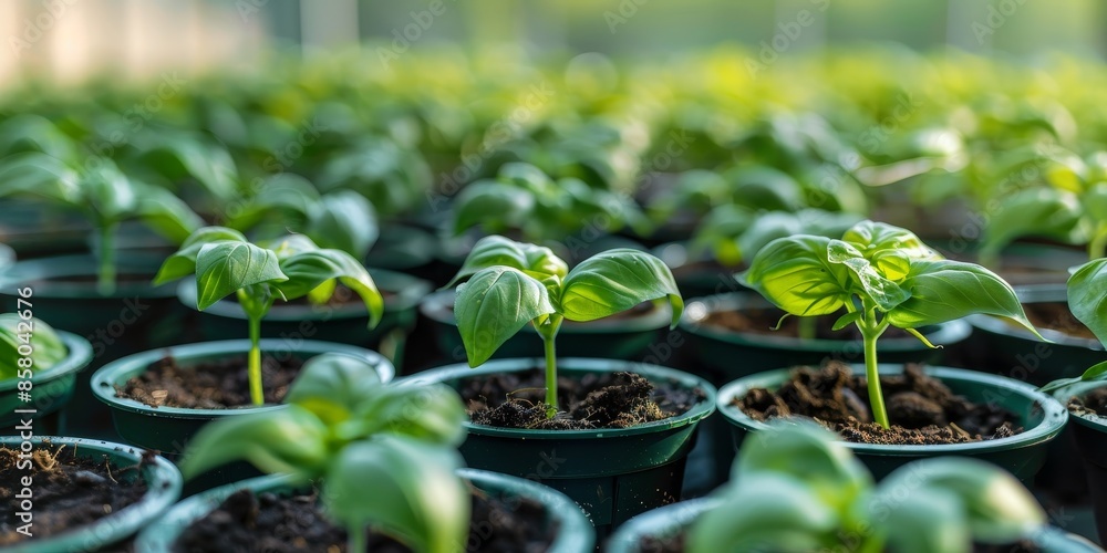 Plant seedlings in plastic containers for seedlings close-up Plant seedlings in plastic containers for seedlings close-up