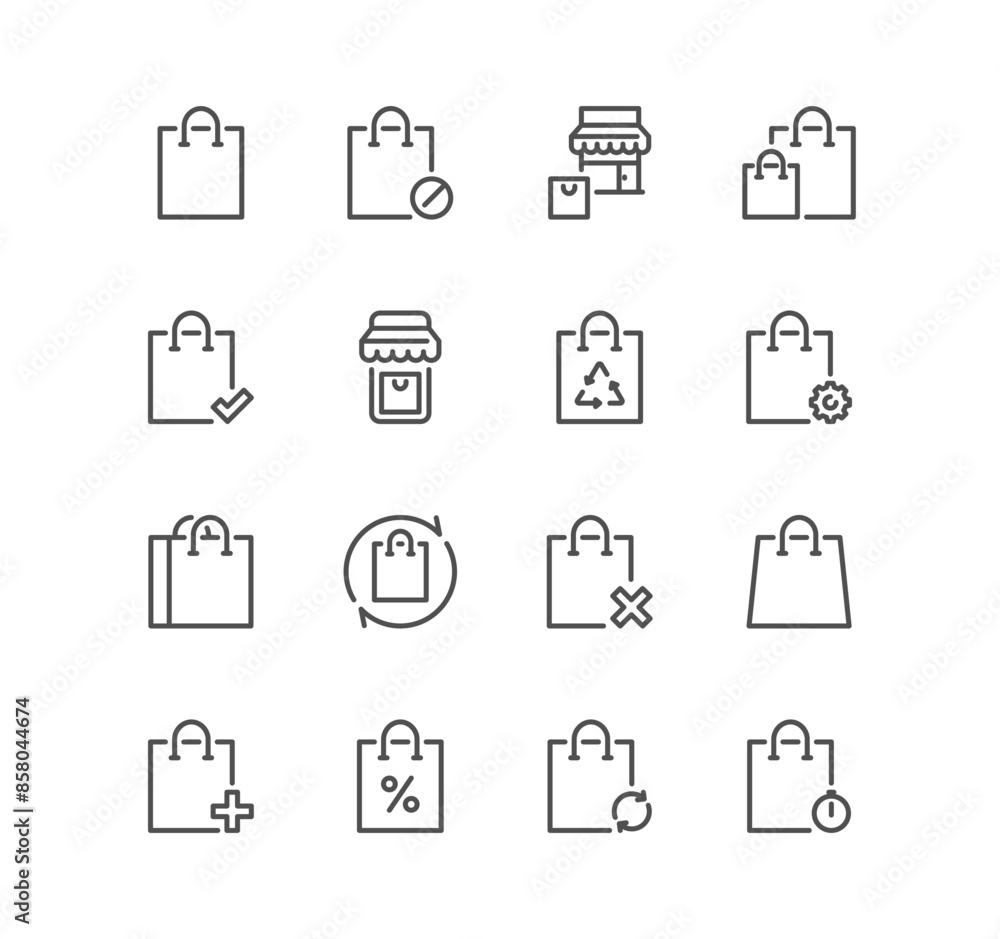 Set of shopping bag related icons, discount, checkout, groceries, present, food delivery and linear variety vectors.
Set of shopping bag related icons, discount, checkout, groceries, present, food delivery and linear variety vectors.