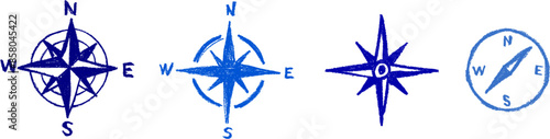 Compass Icon Set Crayon Chalk Drawing