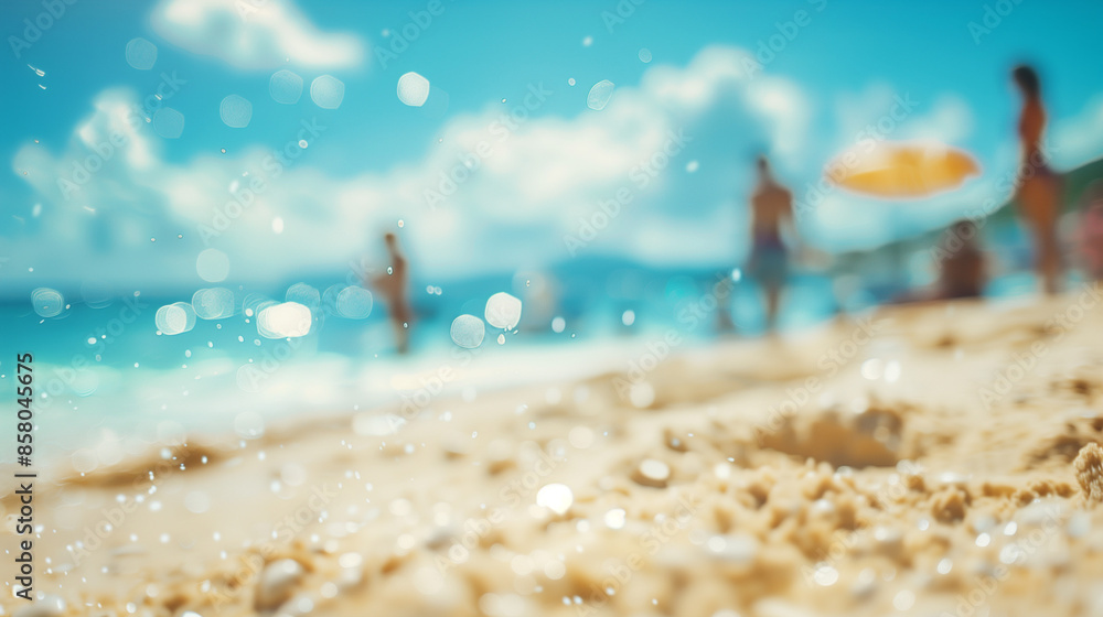 Yellow Sand Beach. Holiday Vacation Summer Background Yellow Sand Beach. Holiday Vacation Summer Background