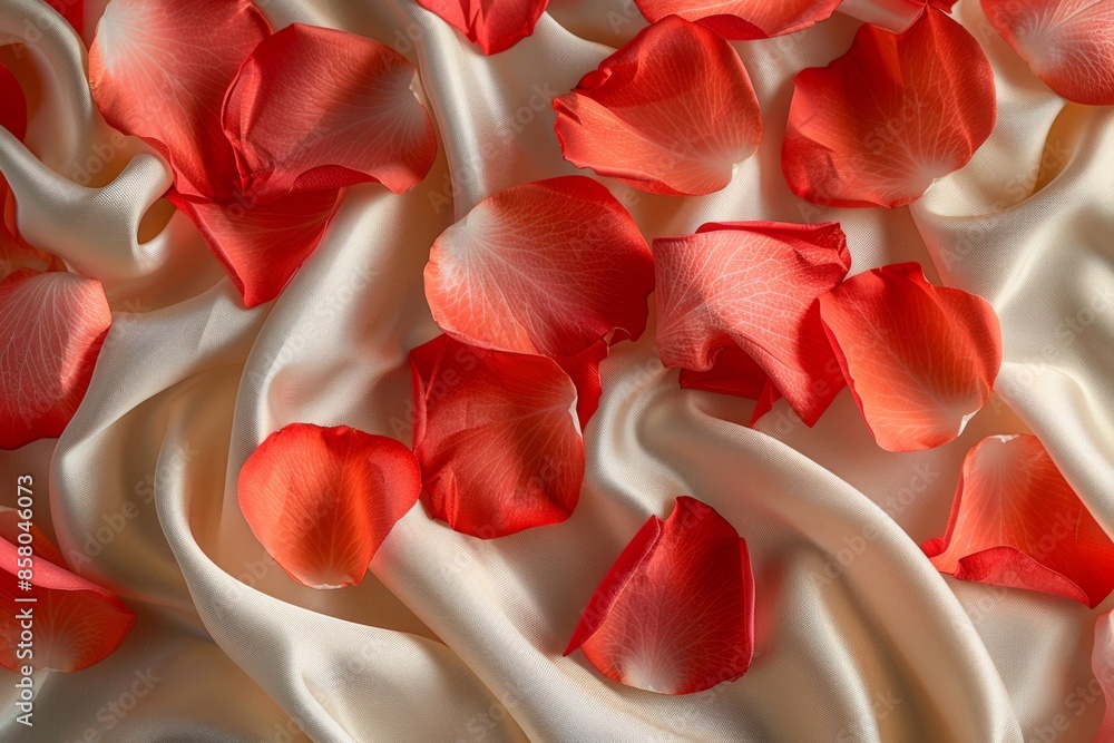 Delicate rose petals on silk Delicate rose petals on silk