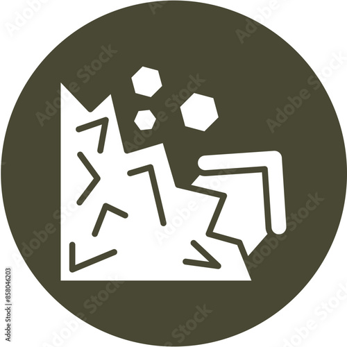 Landslide Glyph Circle Icon