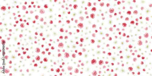 Red poppy flower, white chamomile, daisy seamless pattern background. watercolor illustrations. Field wild flower design for background or fabric and wallpaper, summer print design