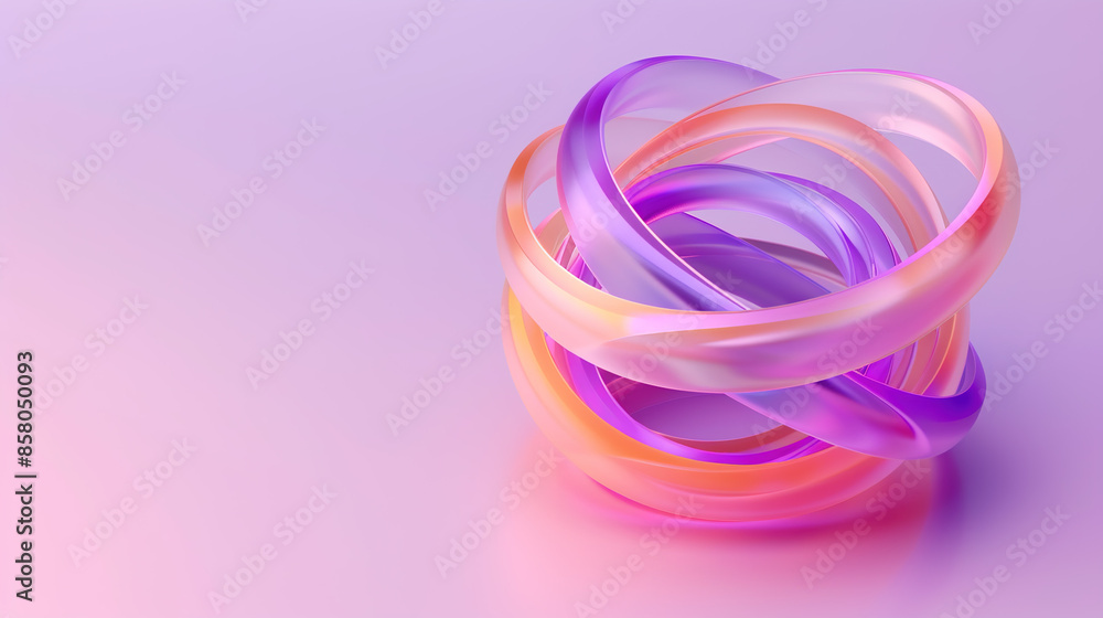 3D Digital Render of Thin Concentric Rings Nesting Together: Gradient from Apricot to Purple on Light Background 3D Digital Render of Thin Concentric Rings Nesting Together: Gradient from Apricot to Purple on Light Background