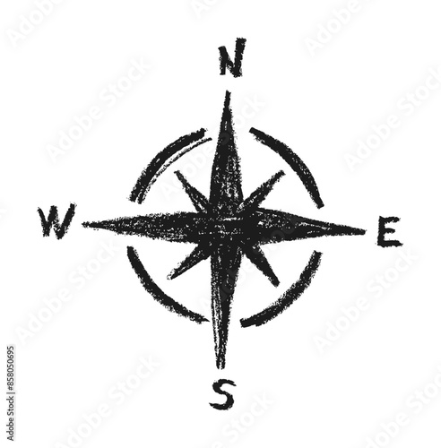 Compass Icon Crayon Chalk Drawing