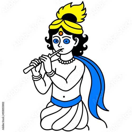  flat krishna janmashtami illustration vector illustration