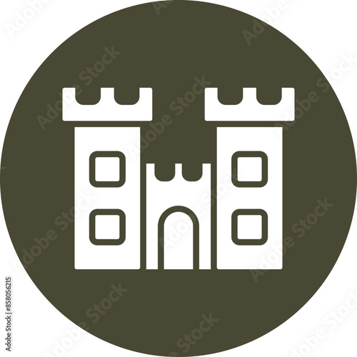 Castle Glyph Circle Icon