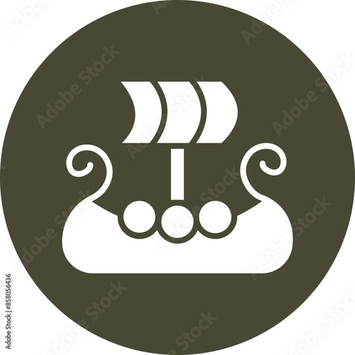 Viking Ship Glyph Circle Icon