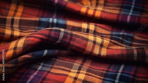 Plaid patterned flannel in cozy autumn tones.