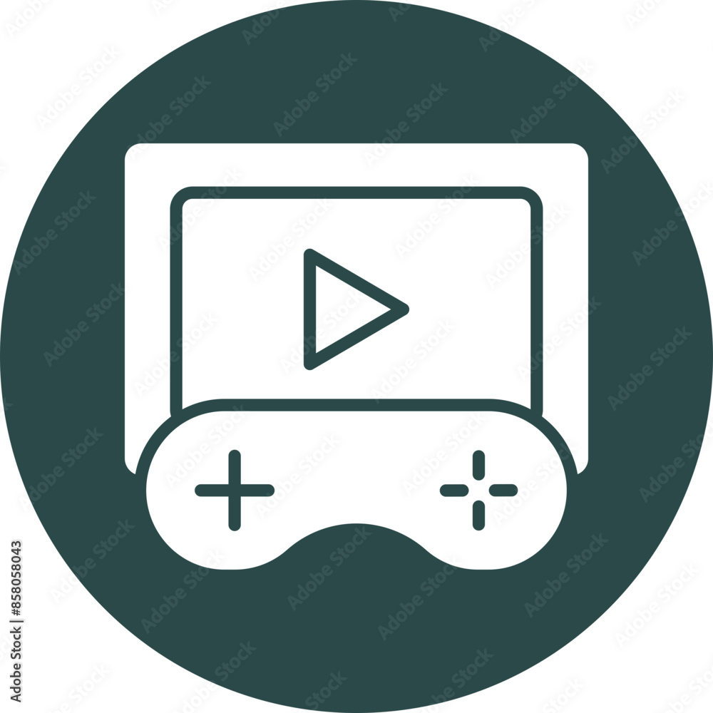 Video Game Vector Glyph Circle Icon Video Game Vector Glyph Circle Icon