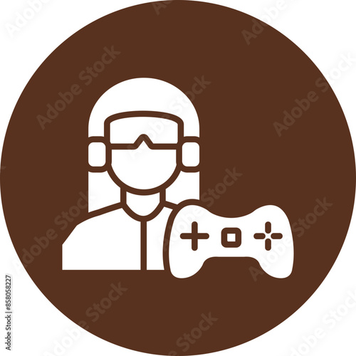 Gamer Girl Vector Glyph Circle Icon