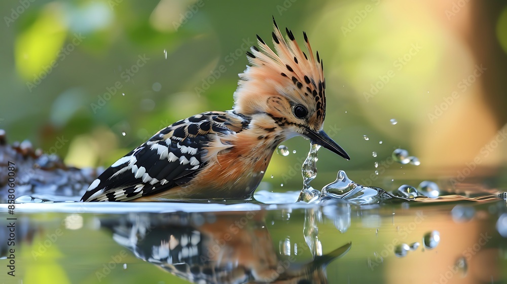 Eurasian hoopoe drink the water Eurasian hoopoe drink the water