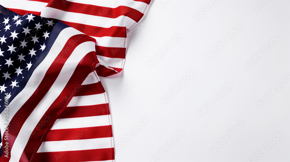 白い背景を覆うアメリカ国旗 白い背景を覆うアメリカ国旗