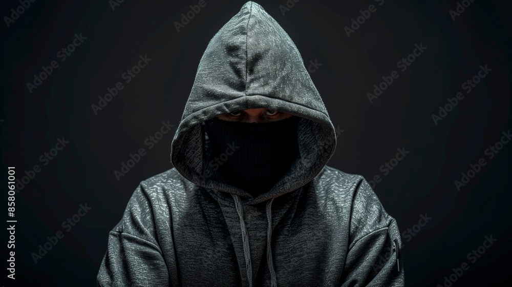 A hooded man hidden in the shadows, exuding an air of mystery and intrigue. A hooded man hidden in the shadows, exuding an air of mystery and intrigue.