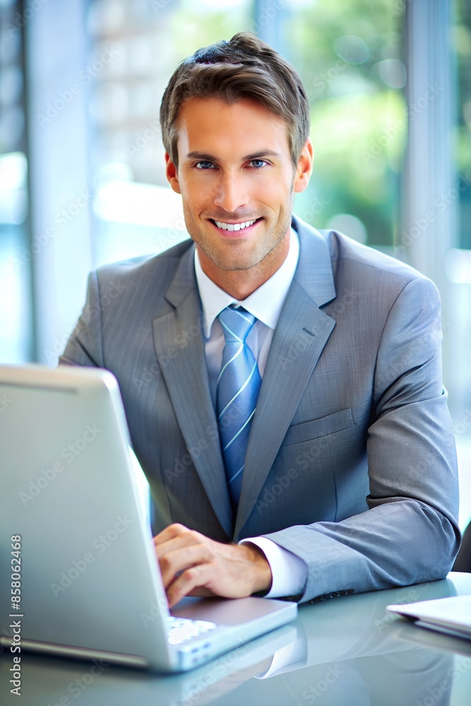 Smiling Professional in Bright Office Setting Smiling Professional in Bright Office Setting