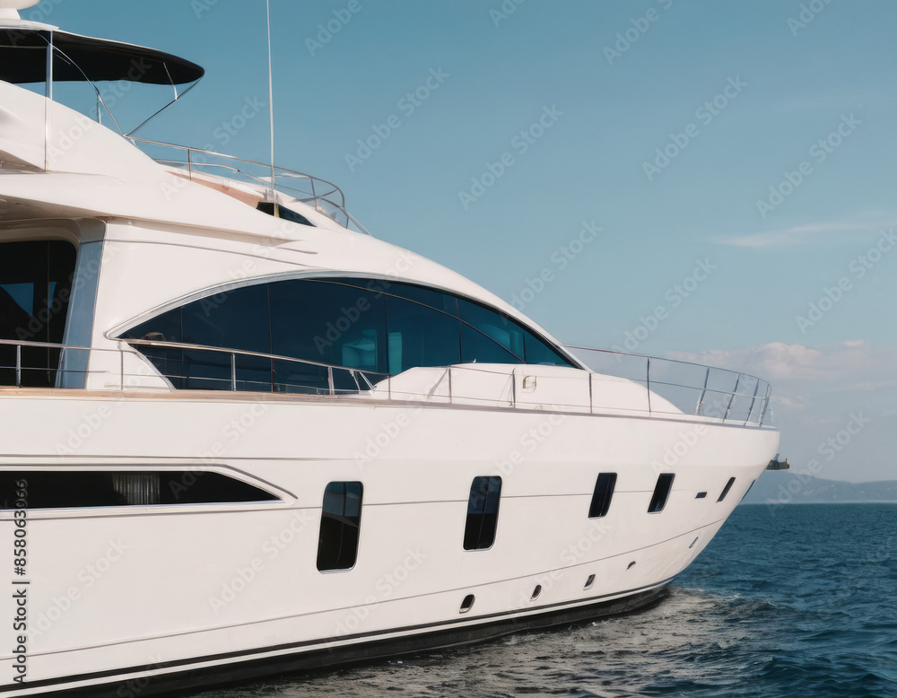 Naklejka premium Un imponente yacht di lusso, con più ponti e una silhouette slanciata e moderna. 