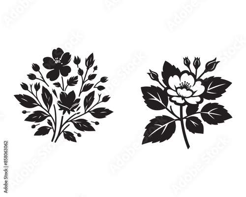 Jessamine, rose silhouette design vector art AI generated