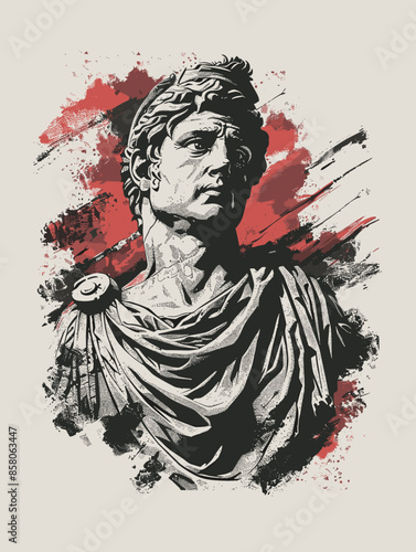 Statue of the Roman Emperor Constantine, Rome, Italy. Vector illustration.