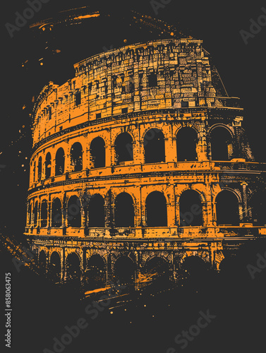 Colosseum, Rome, Italy. Vector hand drawn illustration