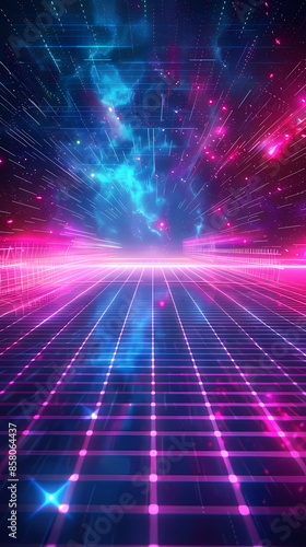 Abstract neon grid