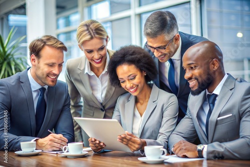 Diverse Team Reviewing Contract - Multi-ethnic group of businesspeople discussing a contract.
