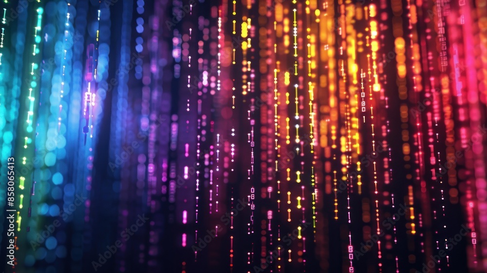Futuristic data matrix digital falling rain lines rainbow futuristic. AI generated Futuristic data matrix digital falling rain lines rainbow futuristic. AI generated
