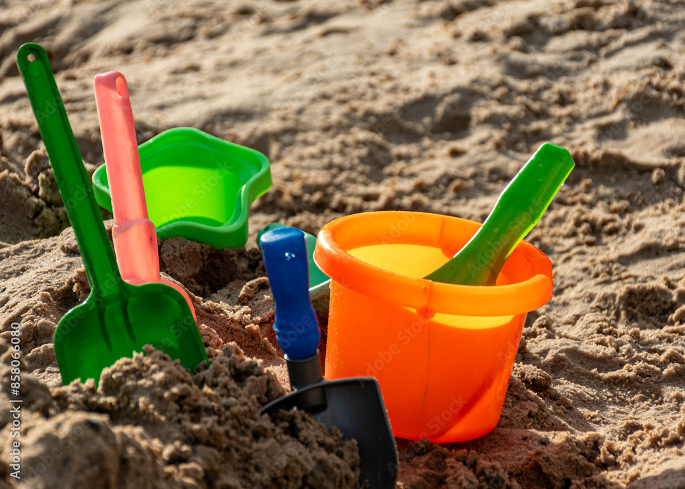children's plasma toys on the beach, water and sand toys, summer children's plasma toys on the beach, water and sand toys, summer