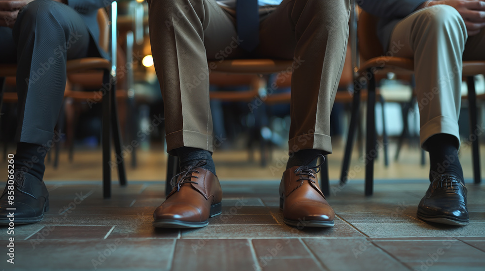 Businessman's legs waiting for a job interview Businessman's legs waiting for a job interview