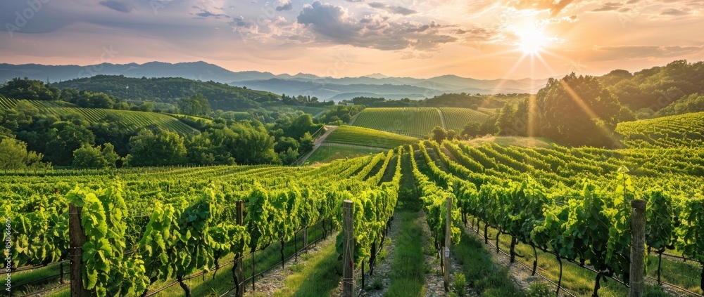 Vineyard Sunrise: Golden Hour in a California Wine Country
