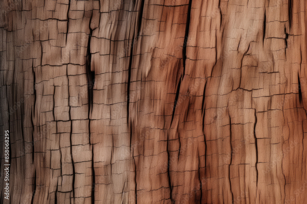 Fototapeta premium Processed collage of wooden bark chips flat surface texture. Background for banner, backdrop