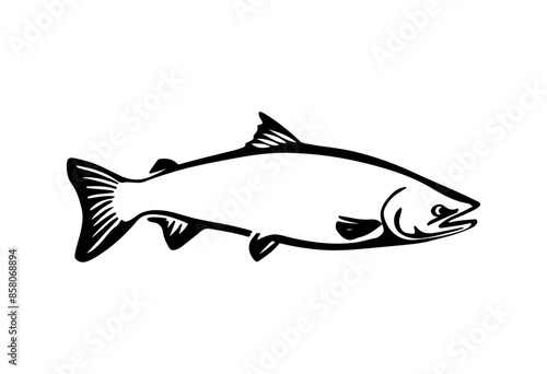 Salmon fish silhouette - cut out vector icon  Vector illustration.
