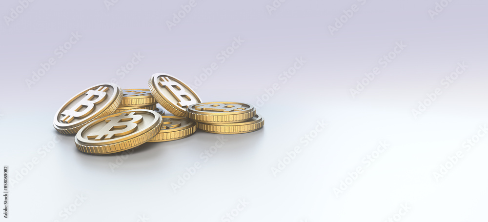 Realistic 3D illustration of Bitcoin, coin, digital currency and investment. Illustration of world digital currency gold coins. Bitcoin on a white background. Realistic 3D illustration of Bitcoin, coin, digital currency and investment. Illustration of world digital currency gold coins. Bitcoin on a white background.