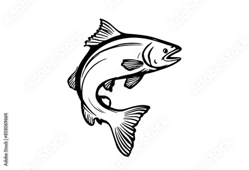 Salmon fish silhouette - cut out vector icon  Vector illustration.