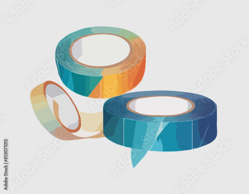 Adhesive semitransparent tape. Set of realistic sticky tape stripes on transparent background
