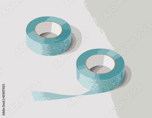 Adhesive semitransparent tape. Set of realistic sticky tape stripes on transparent background