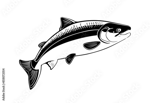 Salmon fish silhouette - cut out vector icon  Vector illustration.