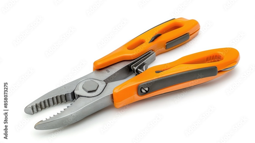 Orange and gray pliers isolated on white background Orange and gray pliers isolated on white background