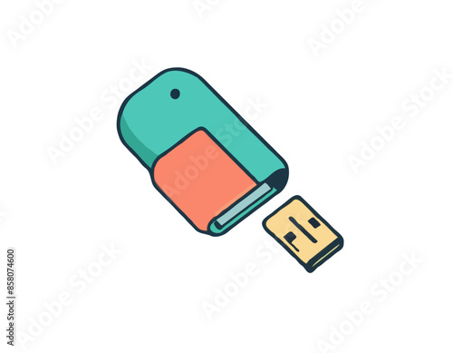 USB flash drive icon. Colored silhouette. Top view. Vector simple flat graphic illustration. The isolated object on a white background. Isolate.