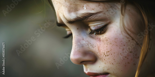Wallpaper Mural A young adult with a single tear trailing down their face.


 Torontodigital.ca