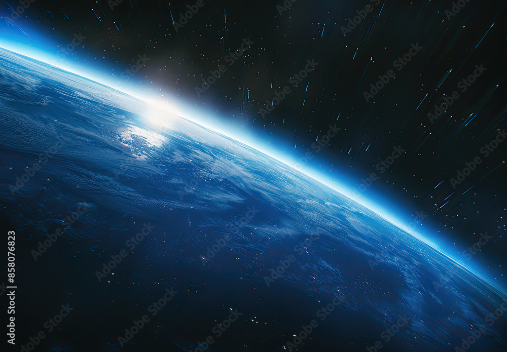 Obraz premium Stunning Abstract Earth View from Space with Sunrise and Blue Lighting