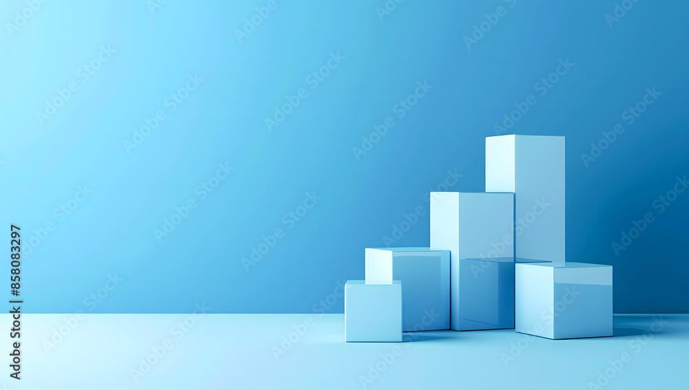 Minimalist composition of blue geometric shapes against a gradient background, perfect for modern design and artistic concepts. Minimalist composition of blue geometric shapes against a gradient background, perfect for modern design and artistic concepts.