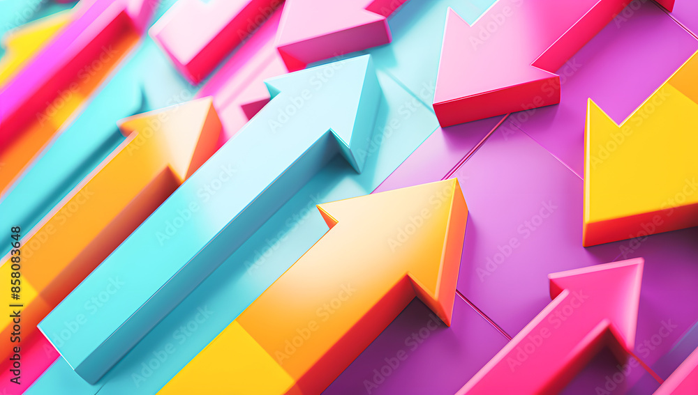 Colorful abstract arrows pointing upwards. Vibrant 3D illustration depicting direction, growth, and progress in business or technology. Colorful abstract arrows pointing upwards. Vibrant 3D illustration depicting direction, growth, and progress in business or technology.